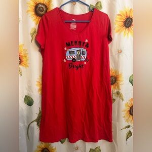 Red 'Merry & Bright' Graphic Nightgown